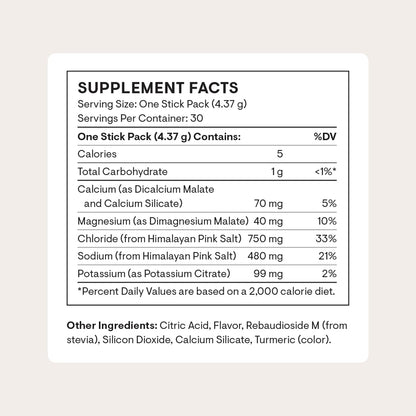 THORNE Daily Electrolytes, Electrolyte Powder Drink Mix, 30 Stick Packs