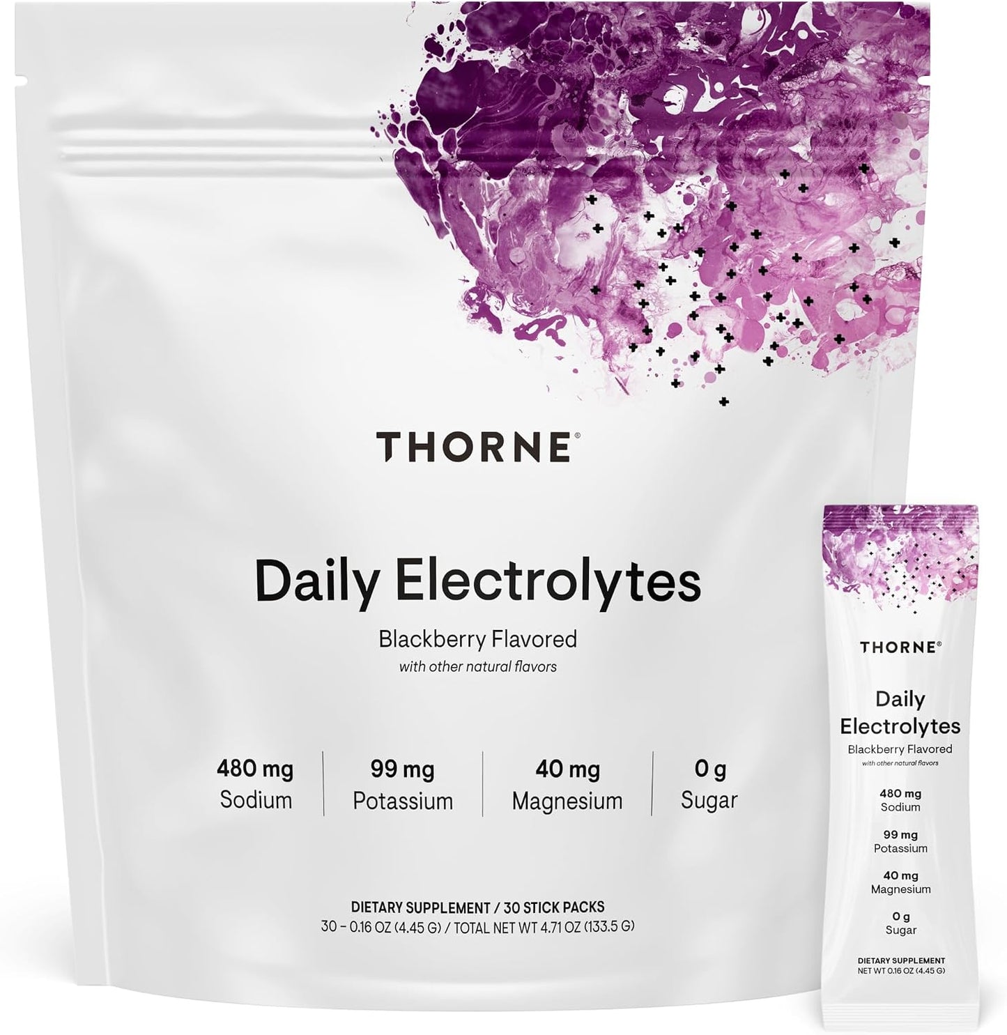 THORNE Daily Electrolytes, Electrolyte Powder Drink Mix, 30 Stick Packs