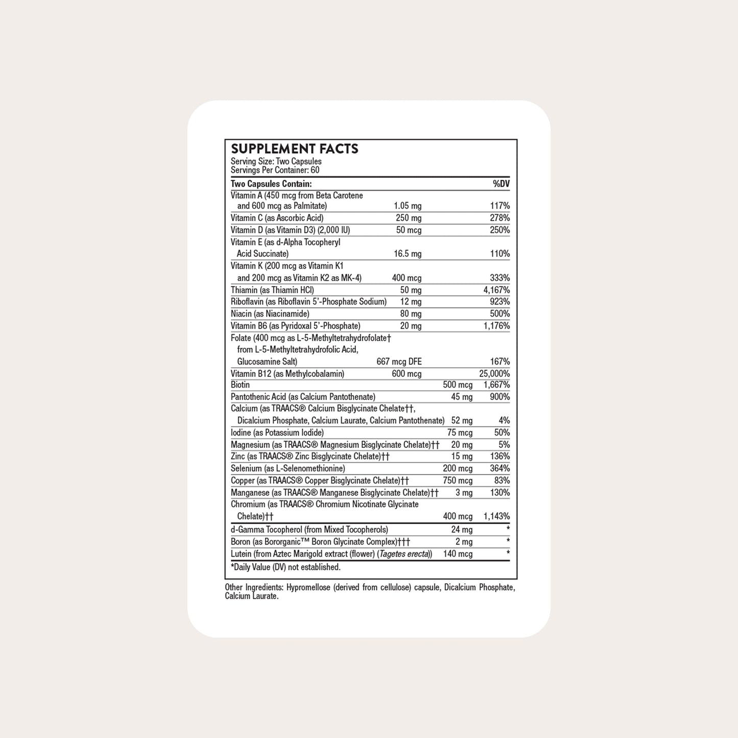 THORNE Basic Nutrients 2/Day, Vitamin & Mineral Formula, 60 Capsules