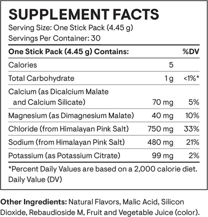 THORNE Daily Electrolytes, Electrolyte Powder Drink Mix, 30 Stick Packs
