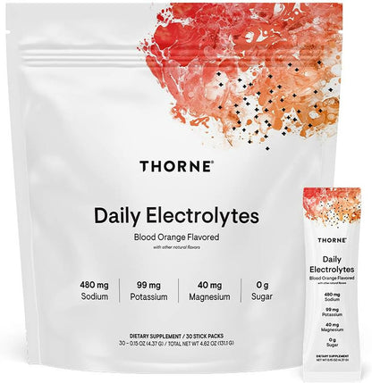THORNE Daily Electrolytes, Electrolyte Powder Drink Mix, 30 Stick Packs