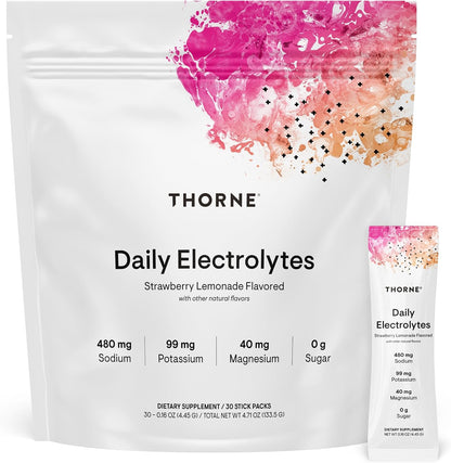 THORNE Daily Electrolytes, Electrolyte Powder Drink Mix, 30 Stick Packs