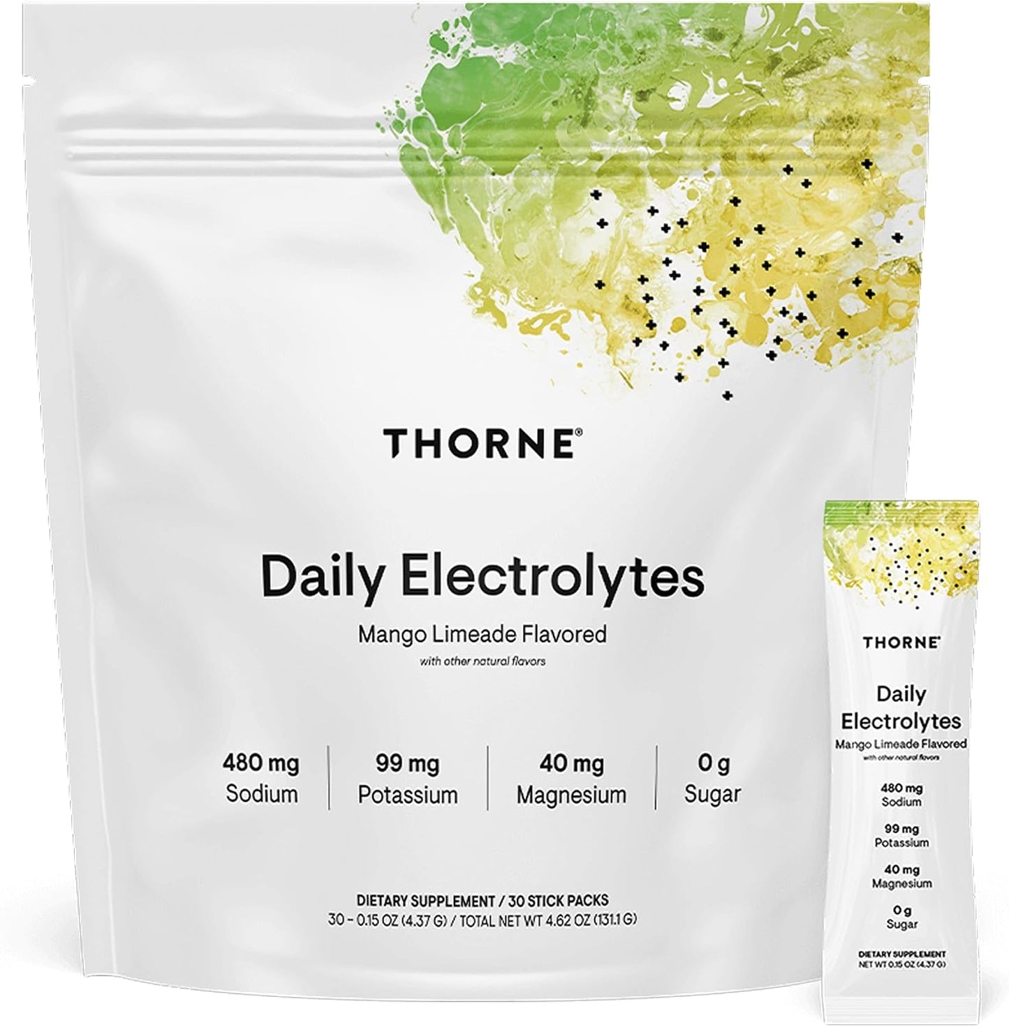 THORNE Daily Electrolytes, Electrolyte Powder Drink Mix, 30 Stick Packs